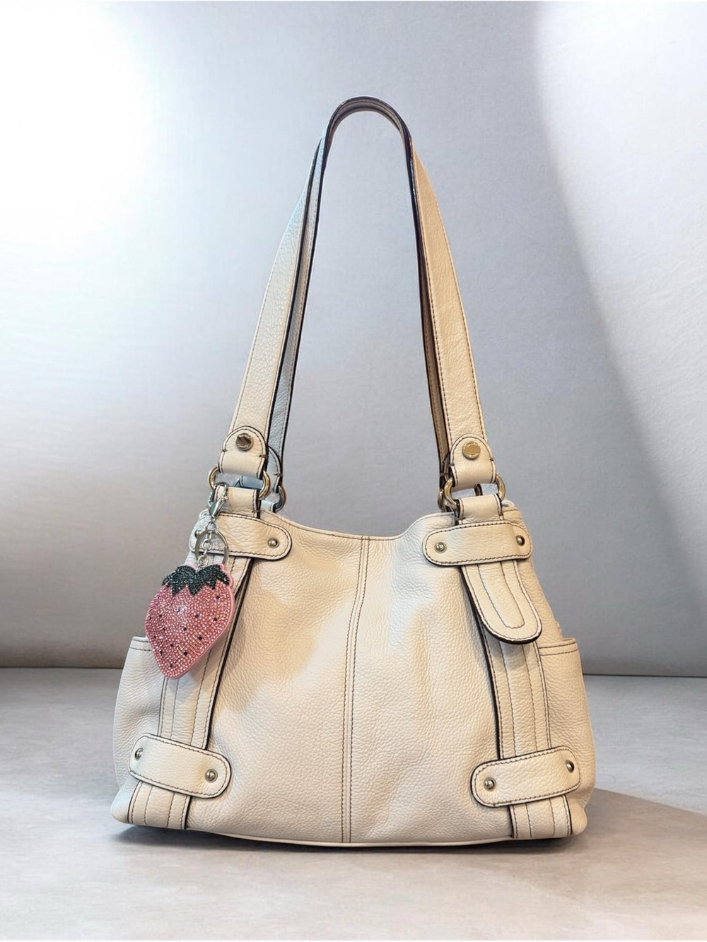 Tignanello shoulder Bag with Pink Strawberry Charm